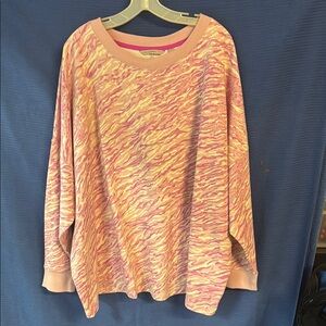 Isaac Mizrahi Pink and White Hoodie Relaxed Fit